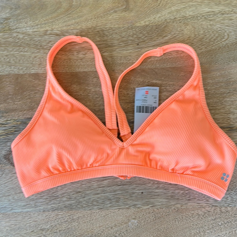 Sweaty Betty XL new orange retro bikini top ribbed